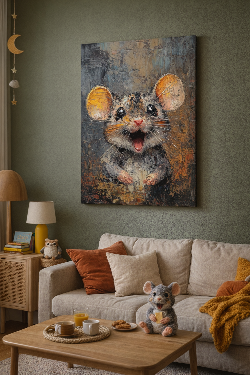 Vrolijke Muis in Olieverf