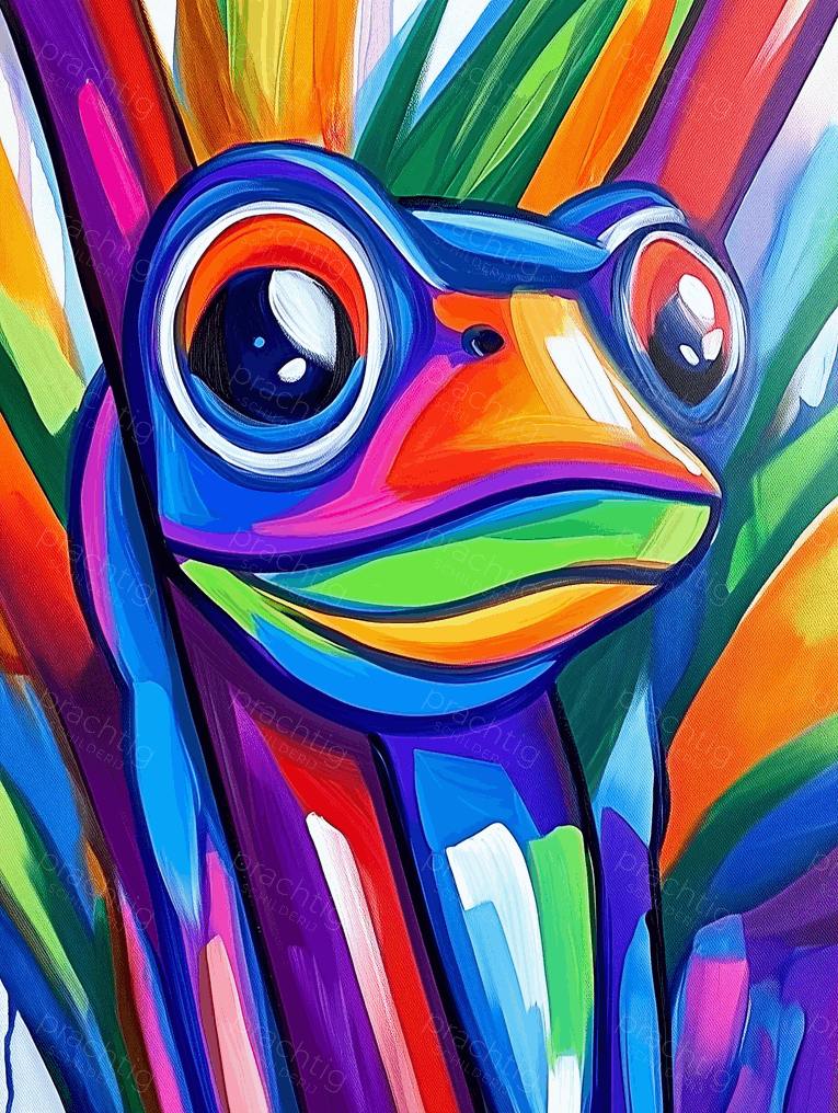 Sprankelende Kikkerportret in Regenboogkleuren