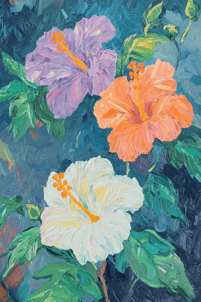 Kleurrijke hibiscusbloemen in volle bloei