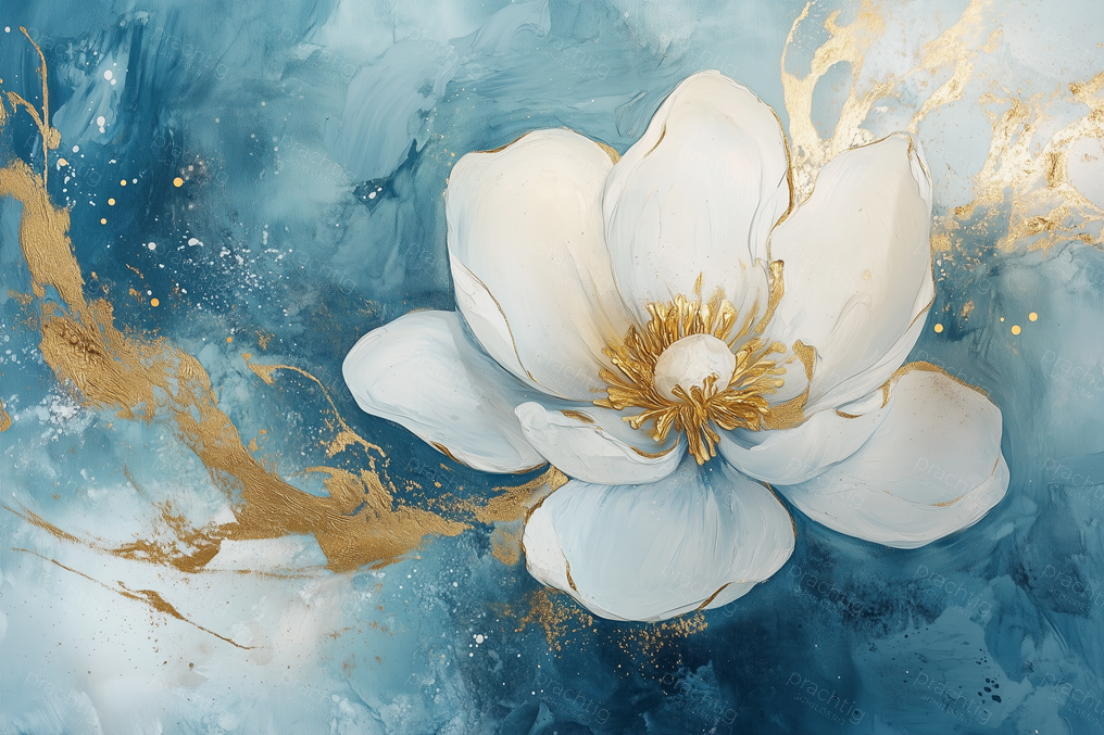 Witte bloem met gouden accenten