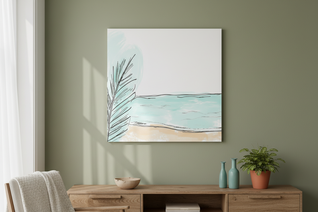Zomers Strand met Palmblad