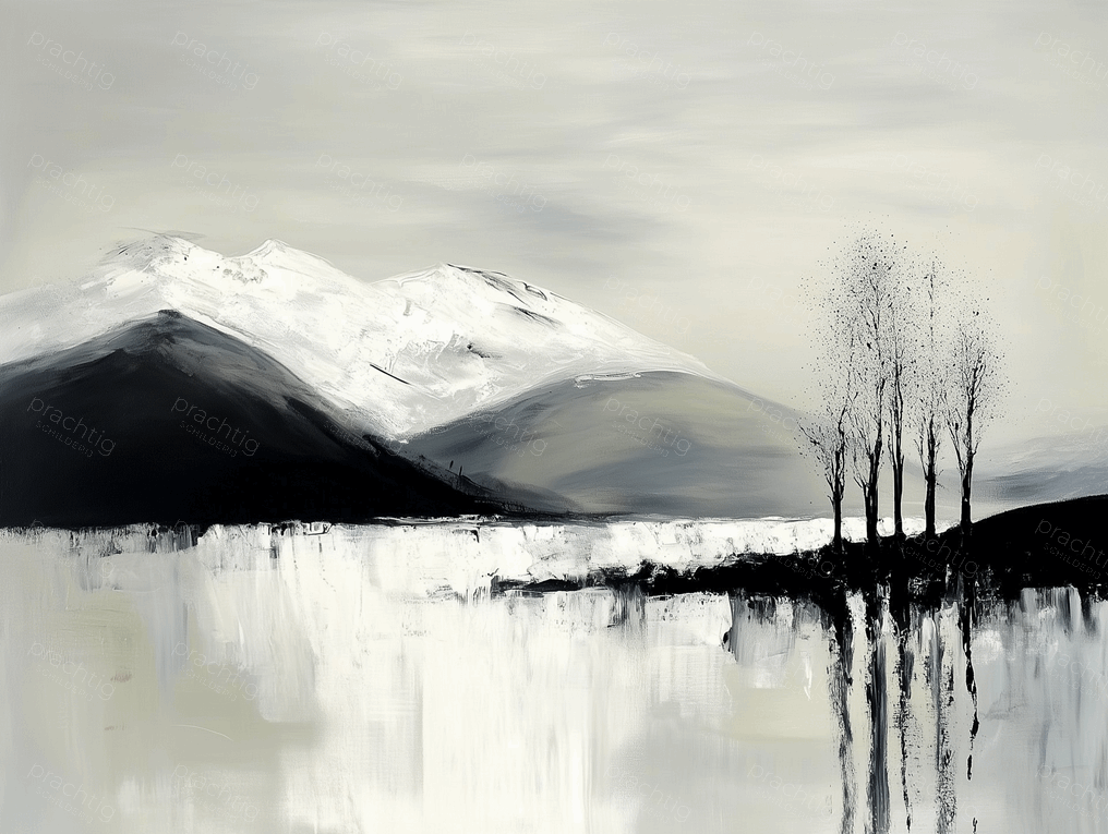 Winterlandschap met Besneeuwde Bergen