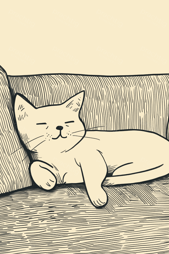 Slapende Kat op de Bank