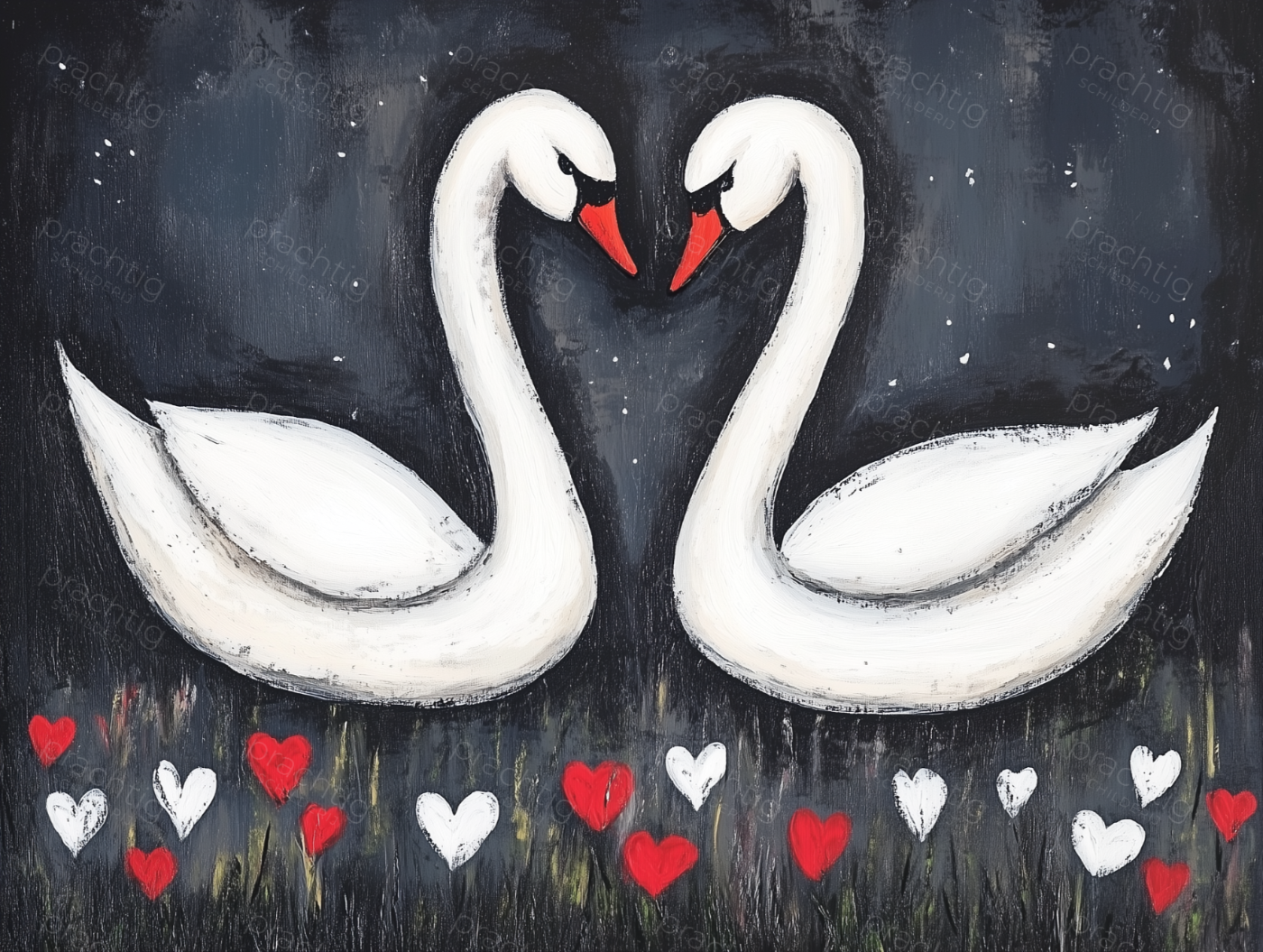 Romantische Zwanen Met Hartjes