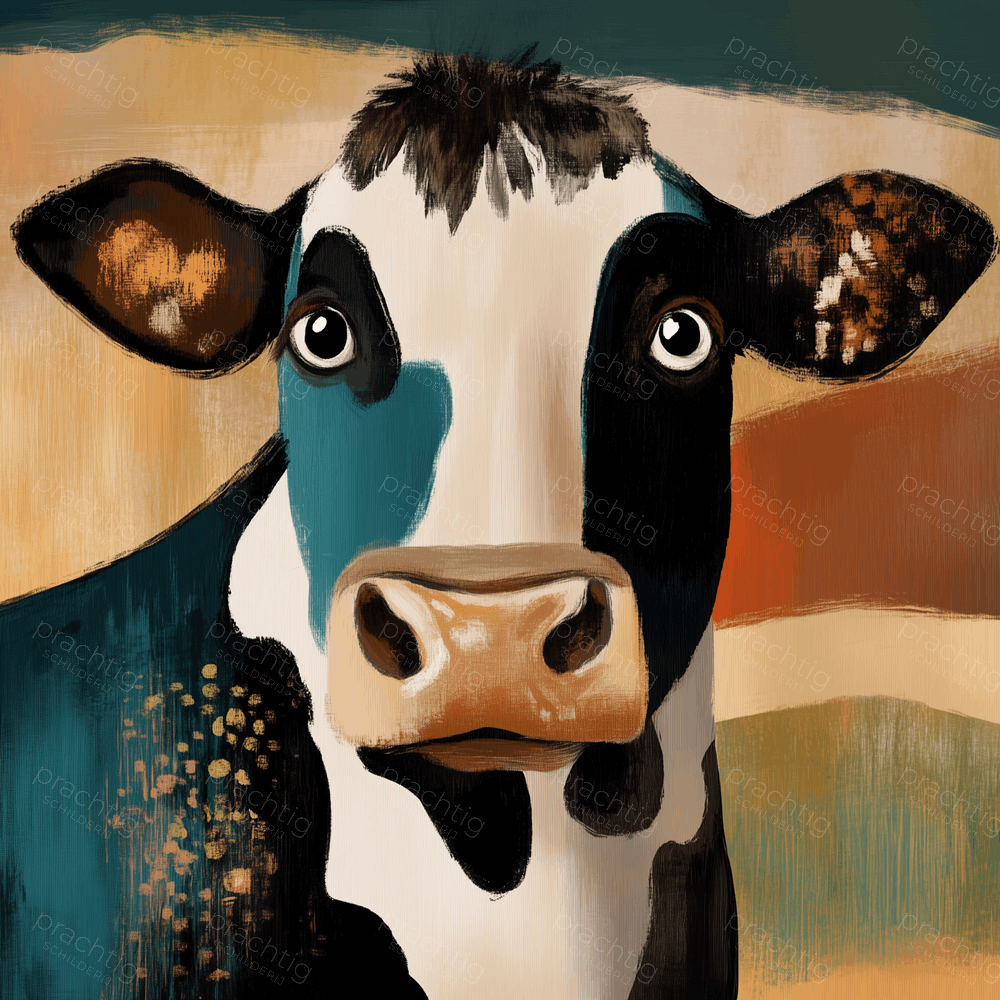 Nieuwsgierige Koe in Veld