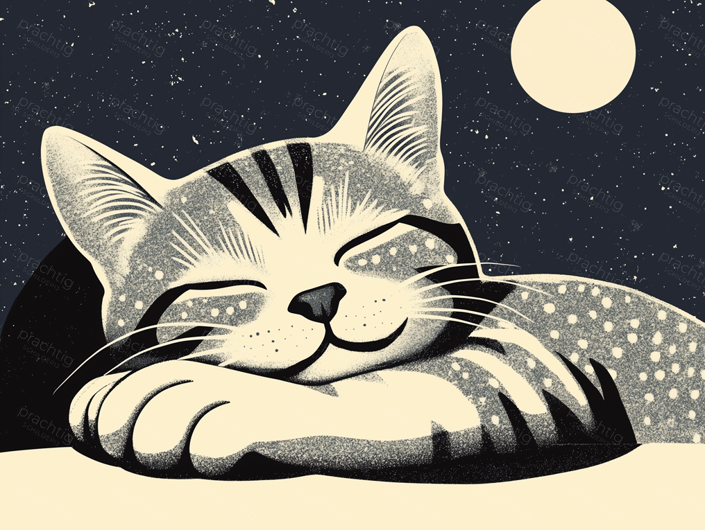 Dromerige kat onder sterrenhemel