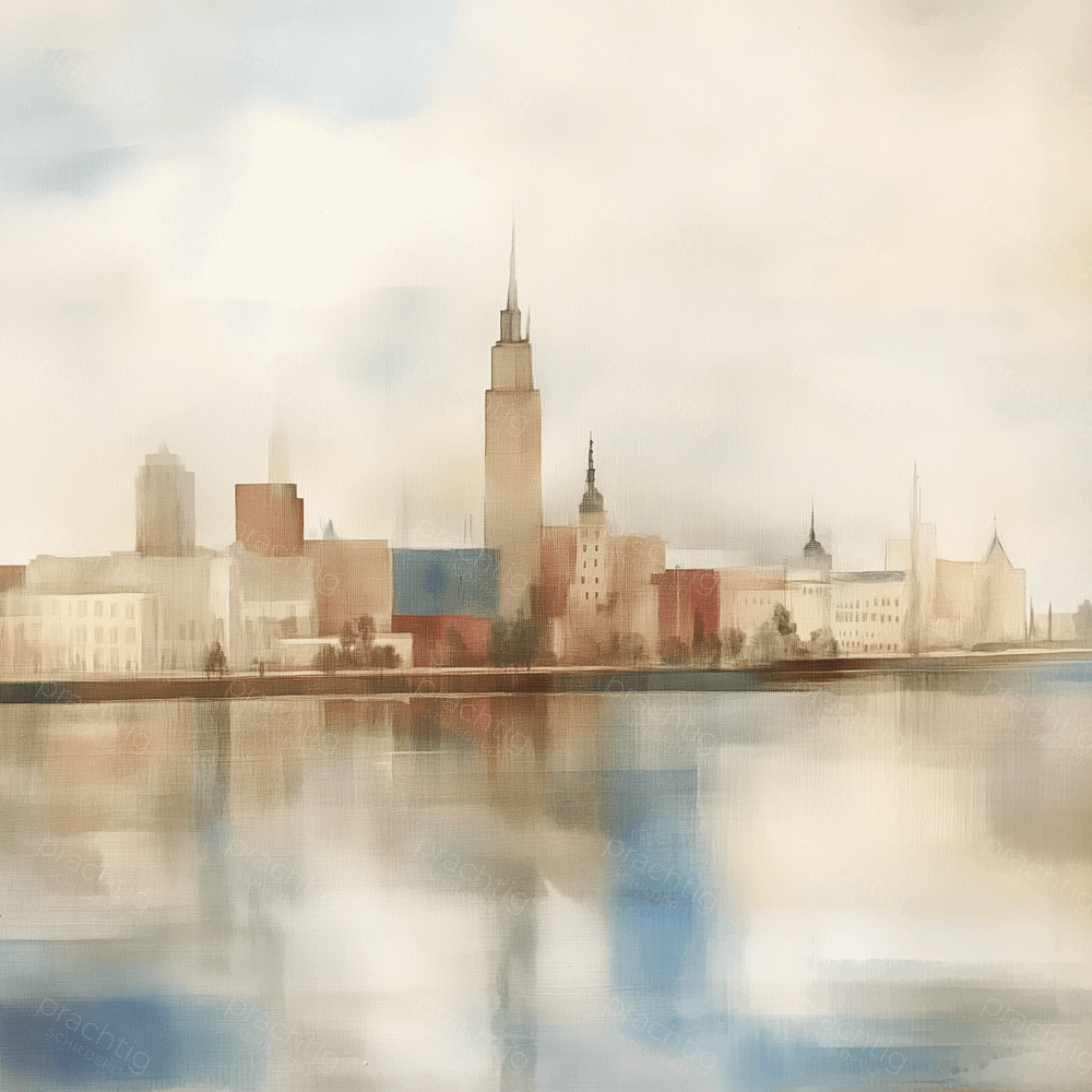 Mistige Stad aan het Water