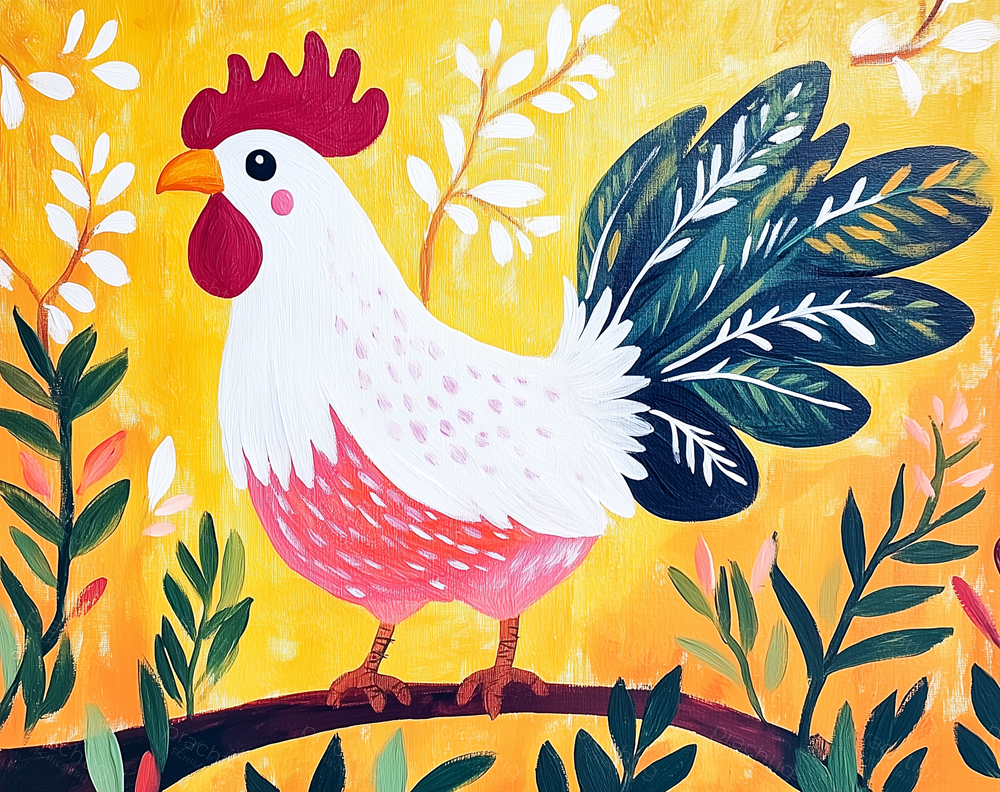 Stralende Haan op Tak