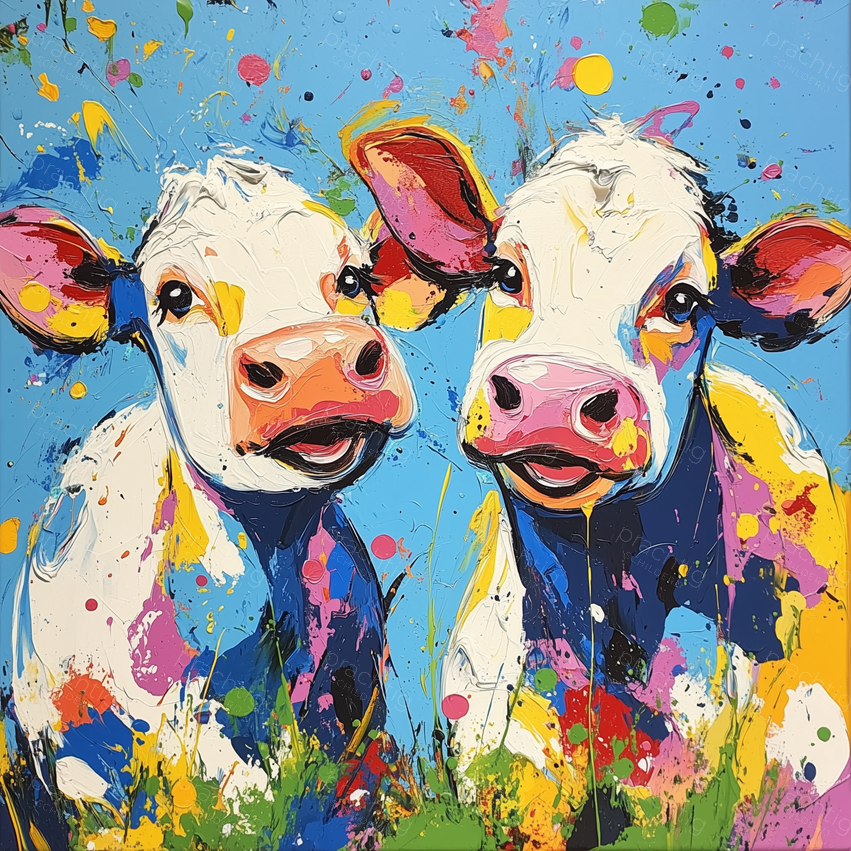 Vrolijke Koeien in Kleurenspel