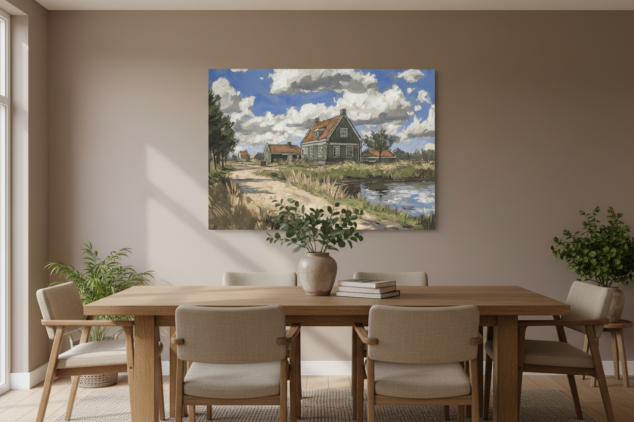 Rustieke boerderij onder wolkenhemel