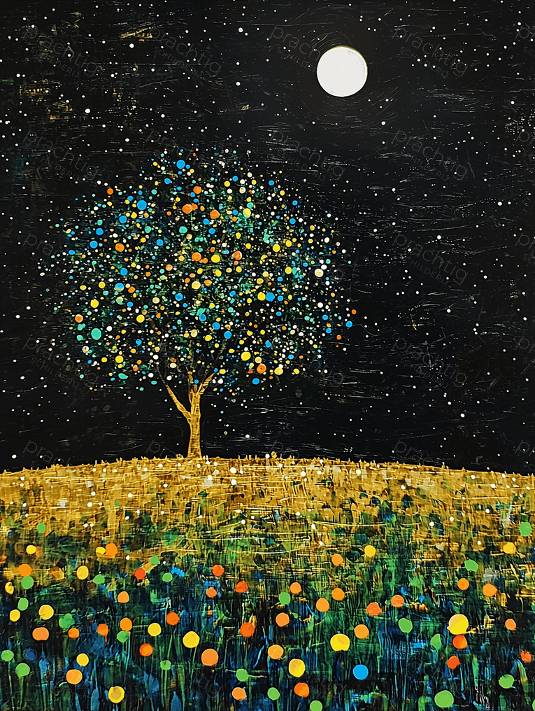 Sterrenboom onder maanlicht