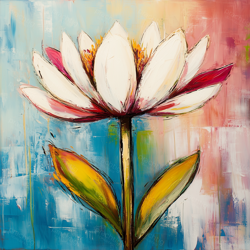 Witte Lotus op Vrolijke Achtergrond