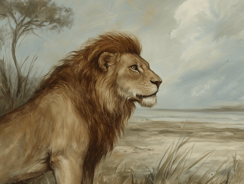 Majestueuze leeuw in de savanne