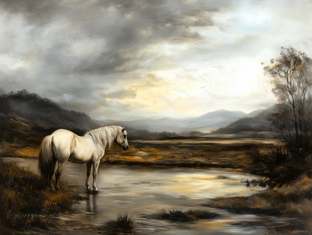 Wit Paard in Rustig Landschap