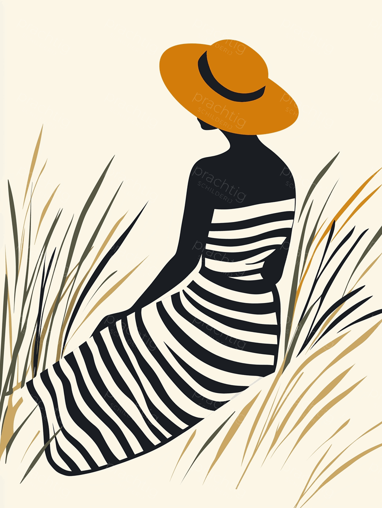 Vrouw in gestreepte jurk