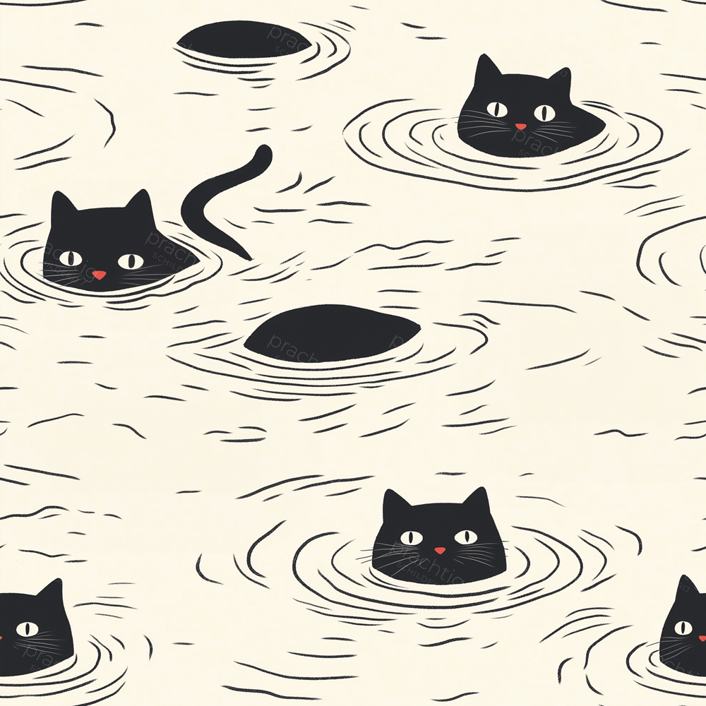Zwarte katten in het water
