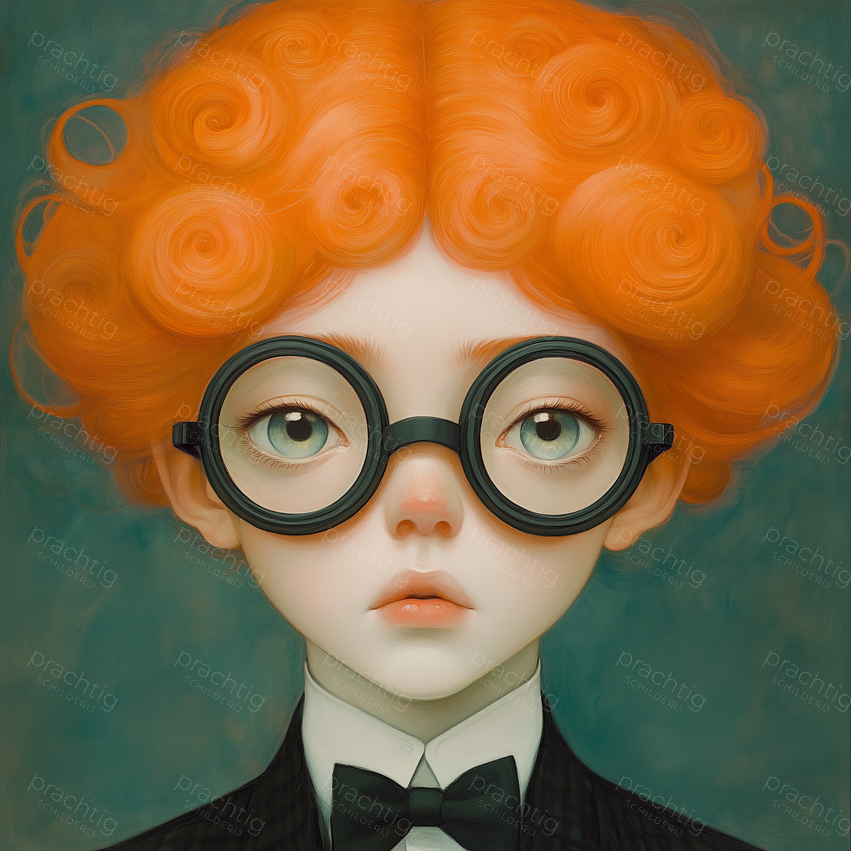 Oranje Krullen en Grote Bril