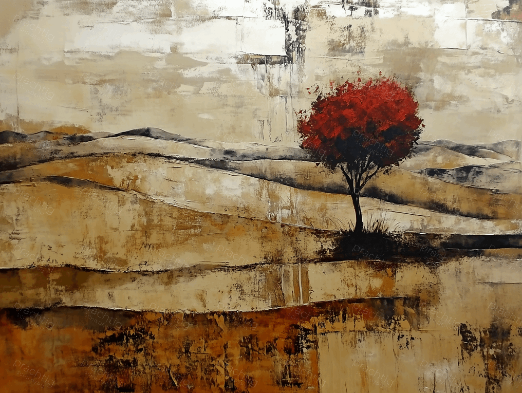 Eenzaam rode boom in woestijn