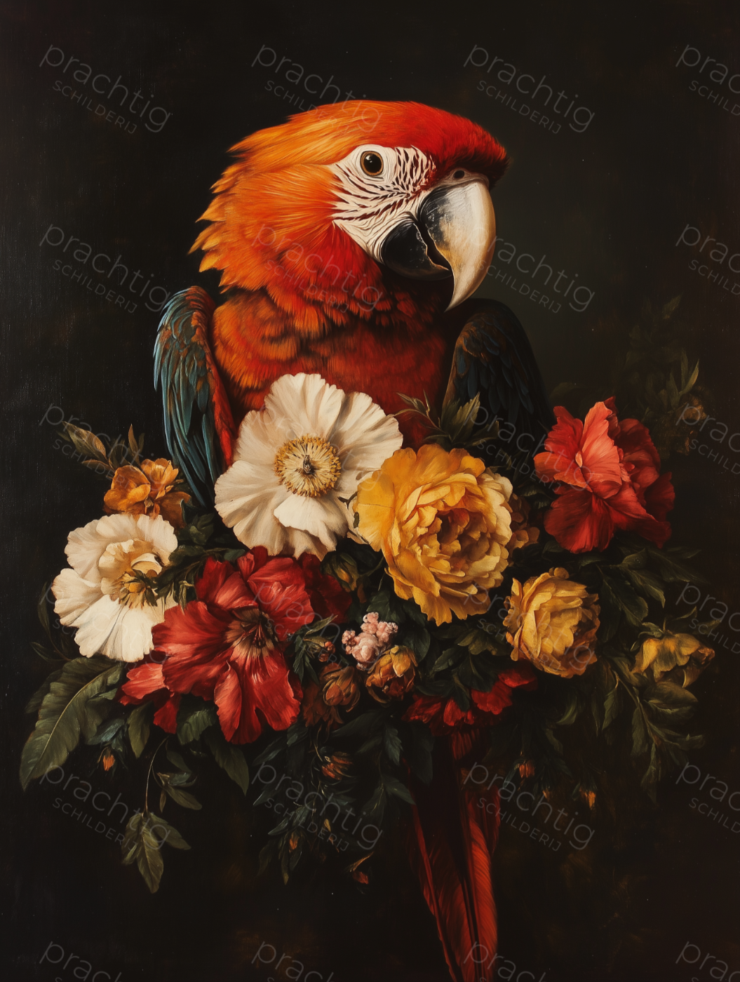 Papegaai met Bloemenpracht
