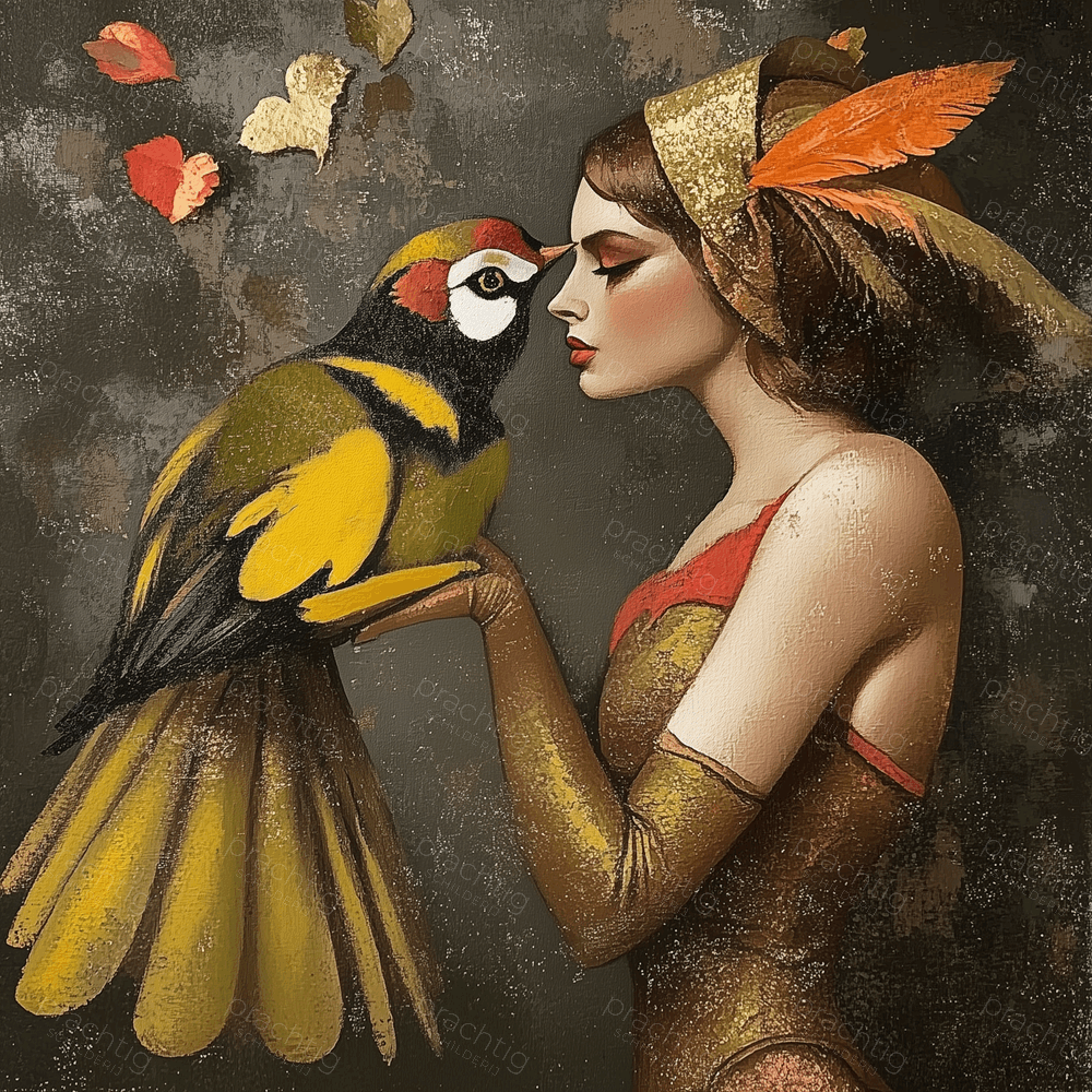 Vrouw en Vogel in Harmonie
