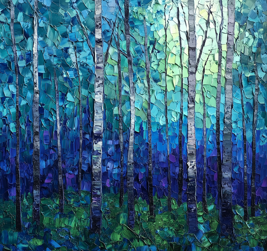 Betoverend Berkenbos in Blauwtinten