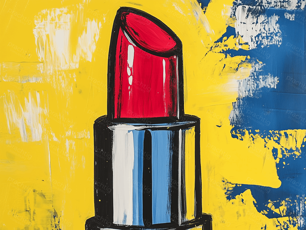 Rode Lipstick op Geel Blauw