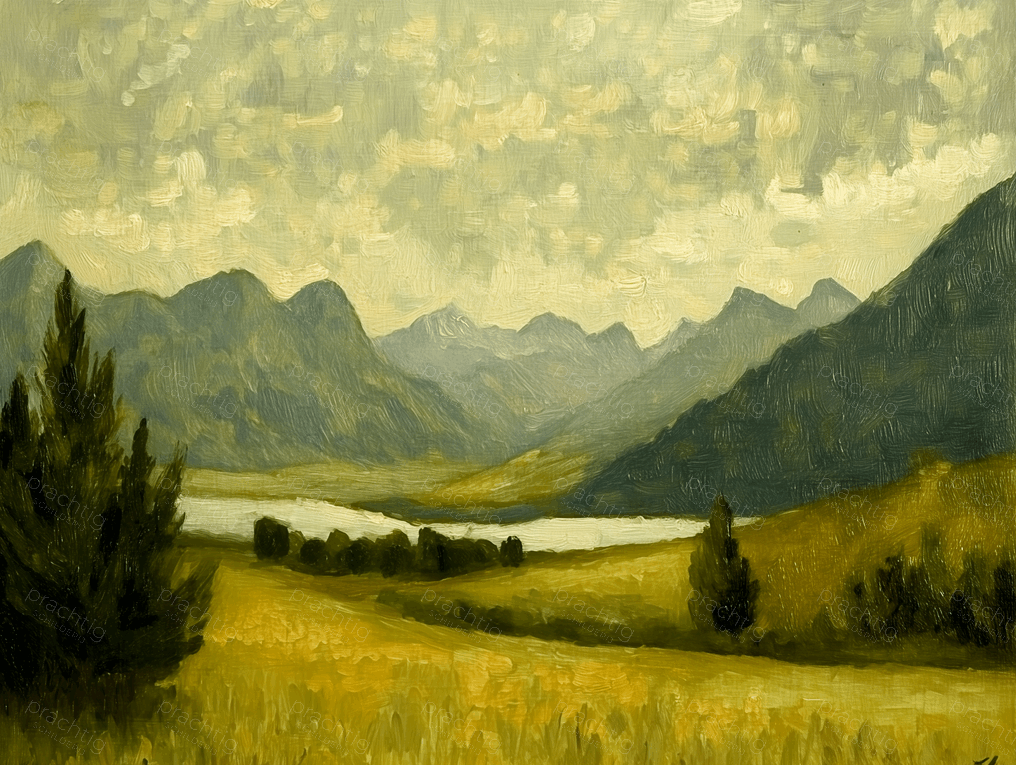 Rustige Berglandschap met Wolken