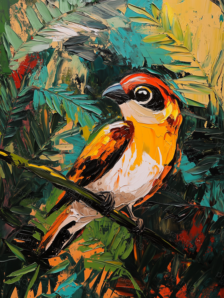 Exotische Vogel in Bladerpracht