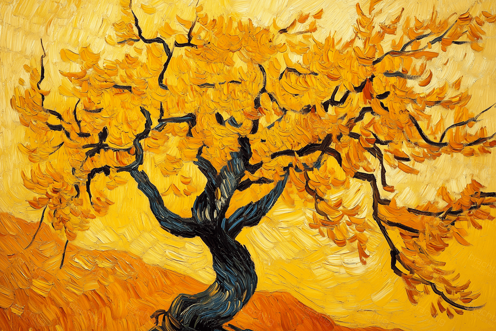 Gouden Boom tegen Gele Hemel