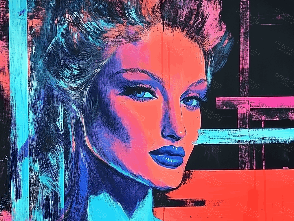 Neonportret met expressieve lijnen