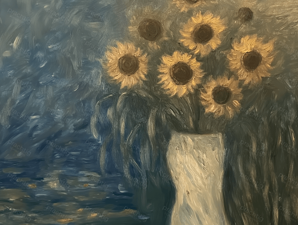 Zonnebloemen in Blauwe Vaas