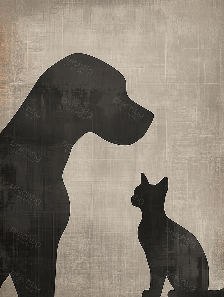 Hond en Kat in Silhouet
