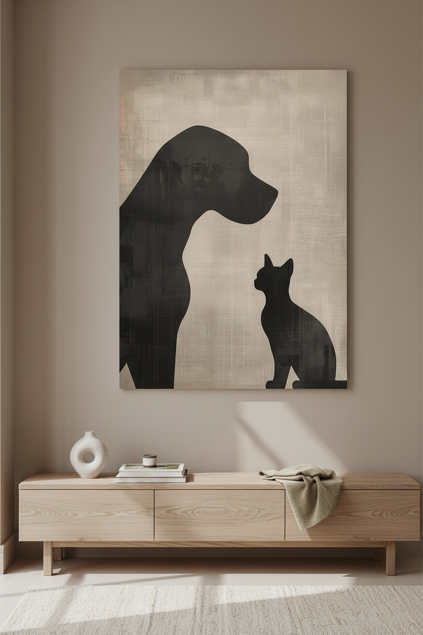 Hond en Kat in Silhouet