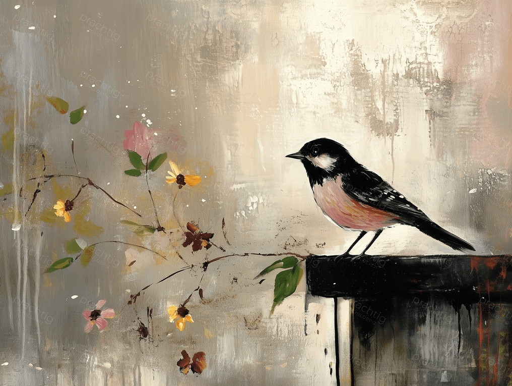 Vogel op Bloemrijke Tak