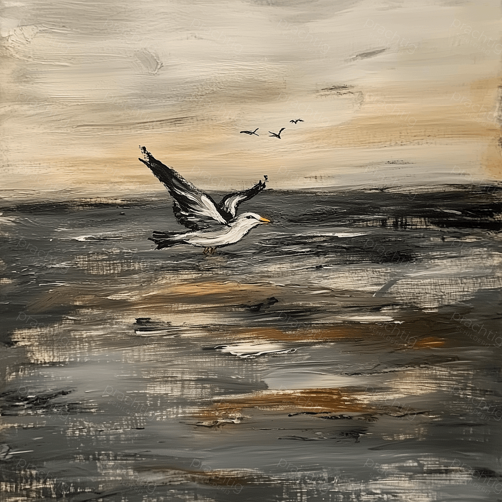 Zeemeeuw zweeft boven golven