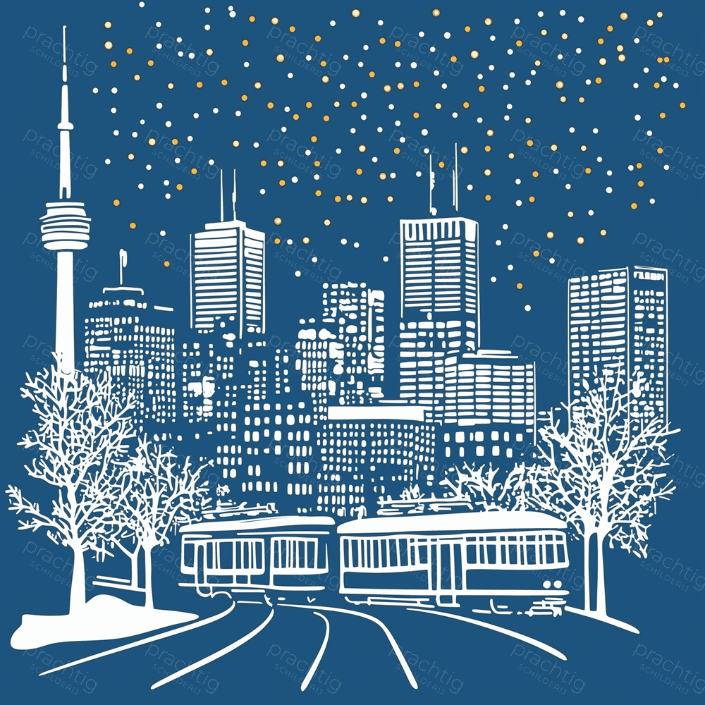 Winterse Stad met Sterrenhemel