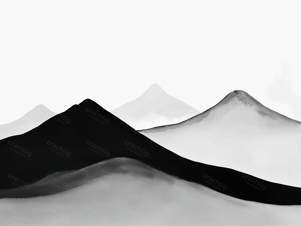 Mistige bergen in zwart-wit