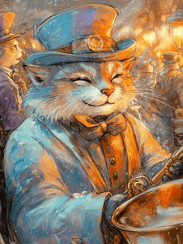 Vrolijke kat in vintage kostuum