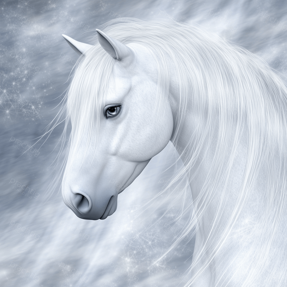 Wit paard in dromerige mist