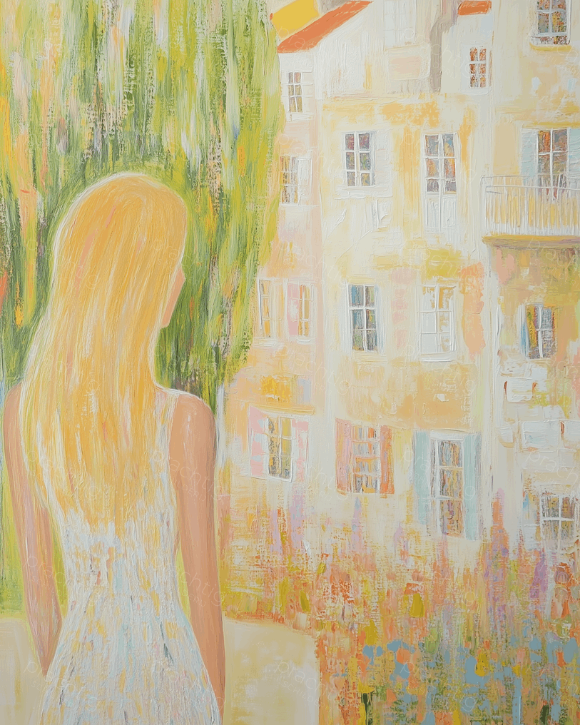 Vrouw in Zomerlicht bij Huis