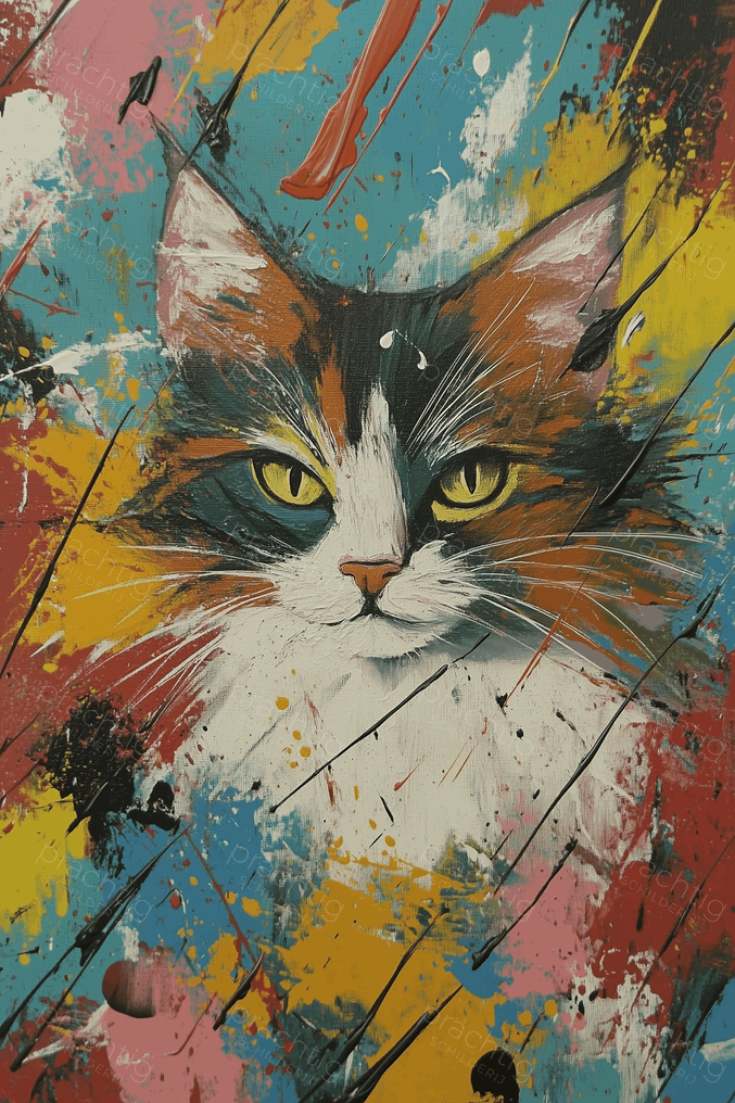 Expressieve kat in levendige kleuren