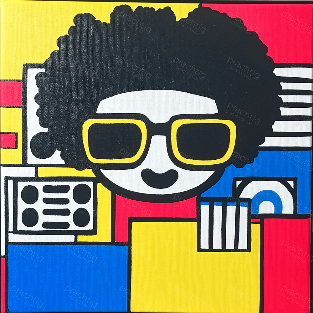 Retro popart gezicht met bril