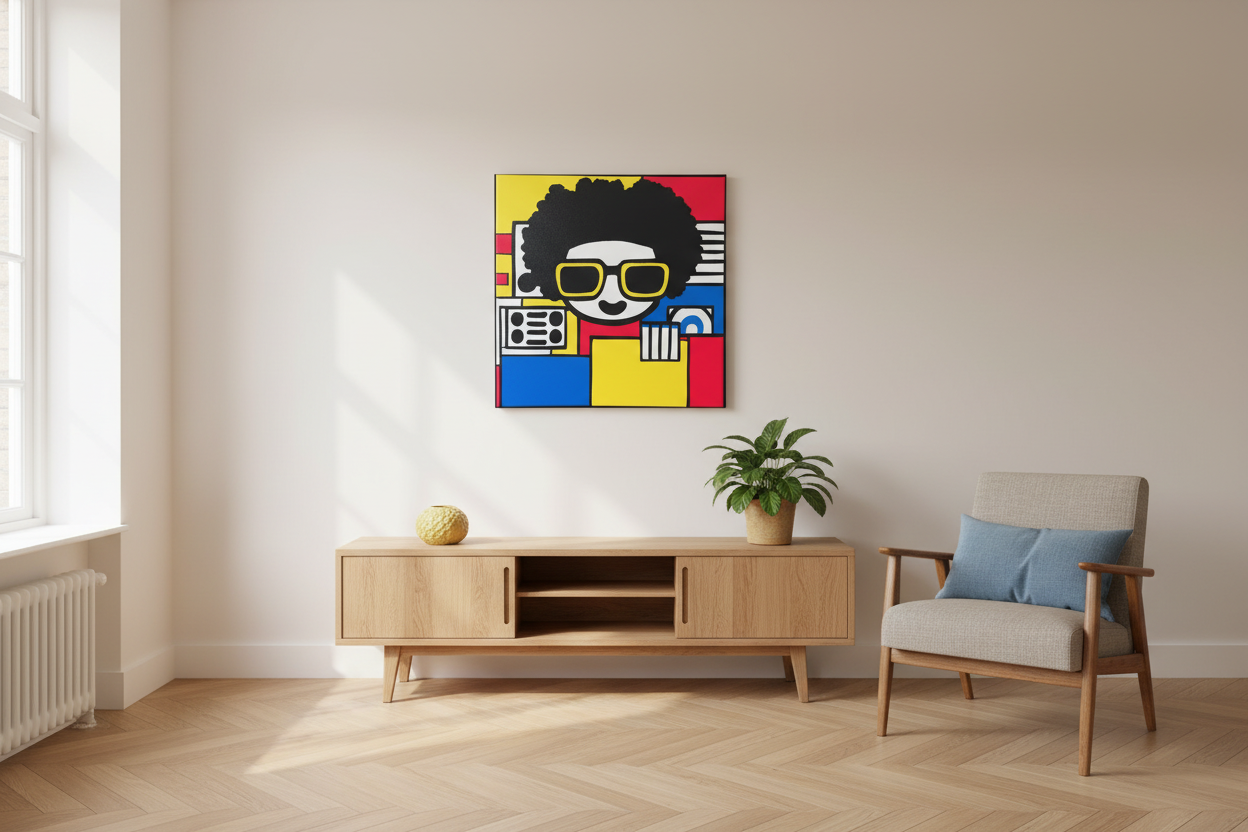 Retro popart gezicht met bril