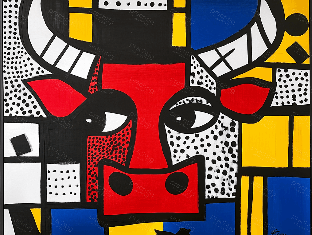 Stierenhoofd in Mondriaan Stijl