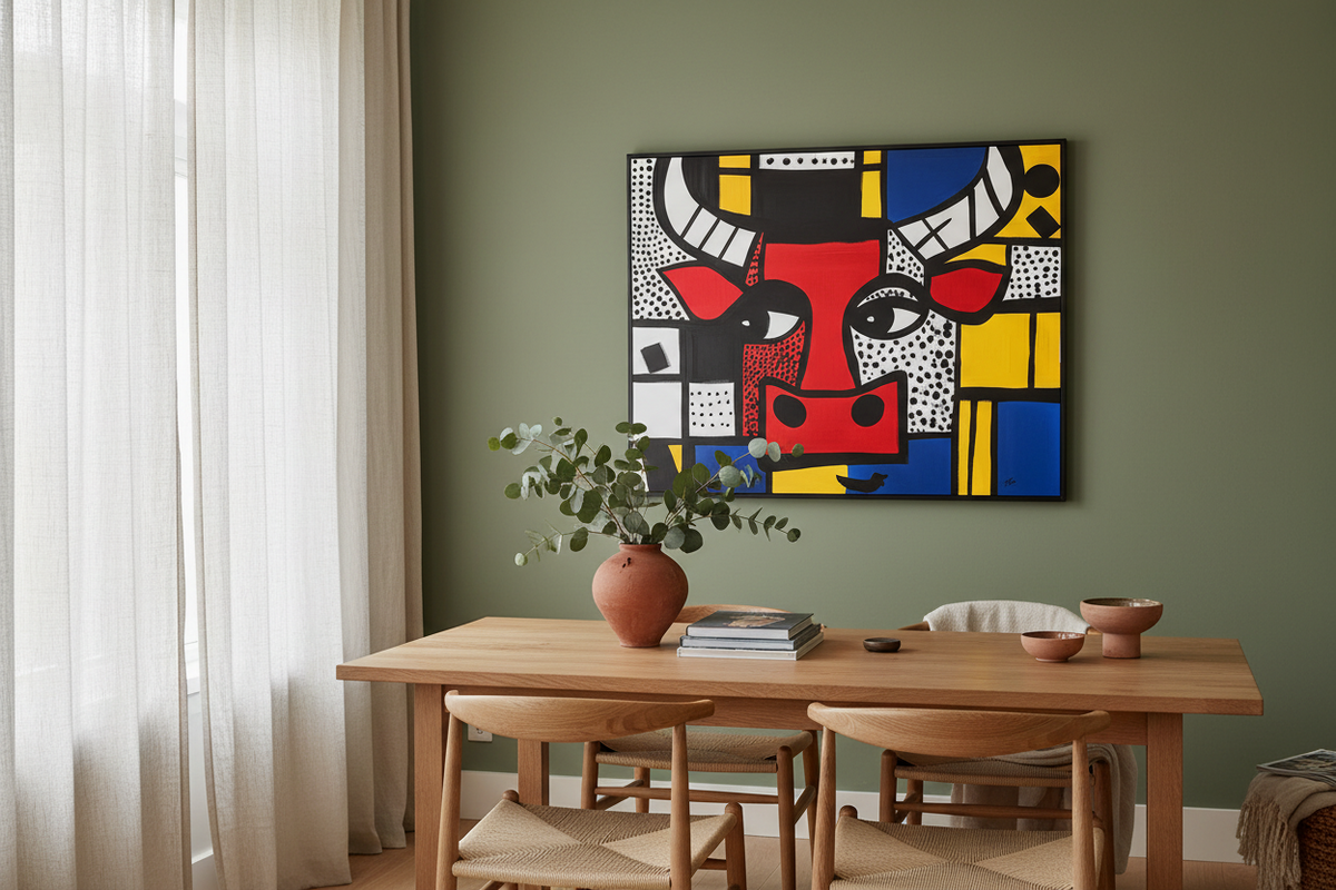 Stierenhoofd in Mondriaan Stijl