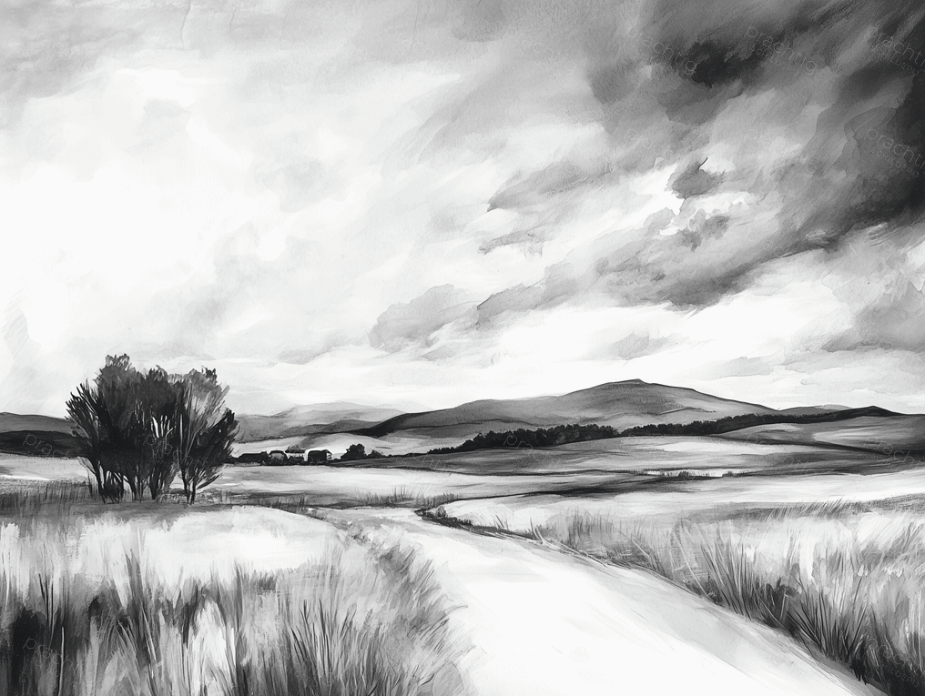 Dramatische Zwart-Wit Landschap