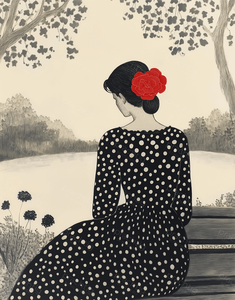 Vrouw Met Rode Bloem