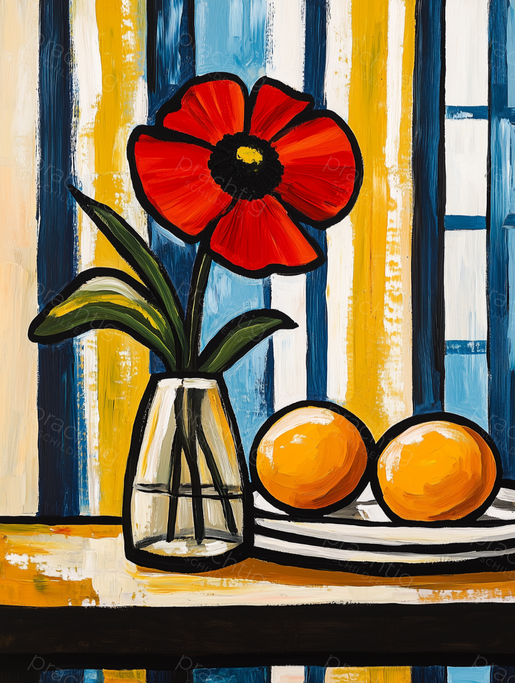 Bloem en Fruit met Vrolijke Strepen