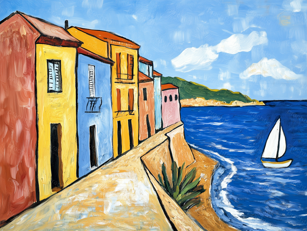 Kleurrijke huizen aan zee