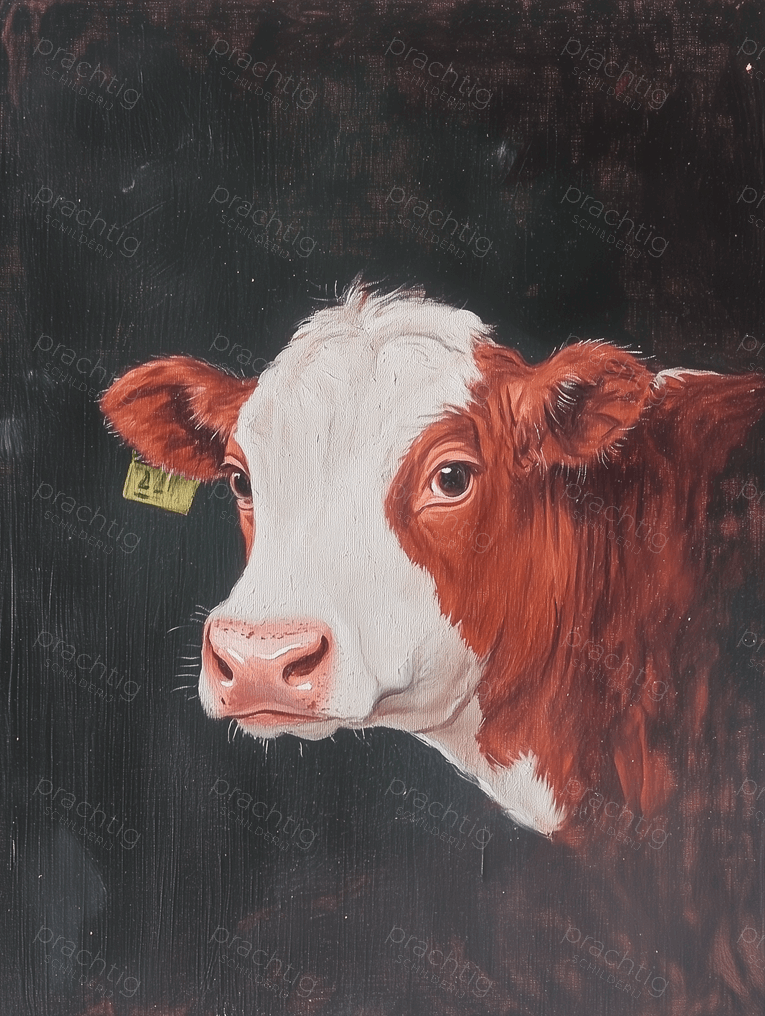 Rode koe met nieuwsgierige blik